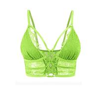 Buitifo Sujetador Femenino Crop Top de Encaje Chaleco Sexy Sin Anillo de Acero Busiter Ropa Interior (Verde, L)