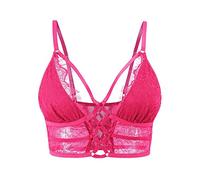 Buitifo Sujetador Femenino Crop Top de Encaje Chaleco Sexy Sin Anillo de Acero Busiter Ropa Interior (Rosa, S)