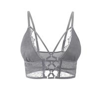 Buitifo Sujetador Femenino Crop Top Sujetador de Encaje Chaleco Sexy Sujetador sin Anillo de Acero Busiter Ropa Interior(Gris,S)