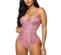 Buitifo Women 's Sexy Joints Underwear One-Piece Babydoll V-Neck Teddy Button Entrepierna(Pink,M)