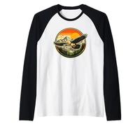 Buitre Barbudo Volando sobre Montañas Retro Naturaleza Al Aire Libre Camiseta Manga Raglan