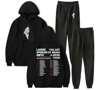 BUIWOT Sobredimensionado Moda Casual Sudadera de Manga Larga Lauren Spencer S-mith Hip Hop Sudadera Pullover Neutro Estilo Casual Patrón de Moda Traje Casual-Black||s