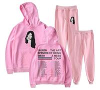 BUIWOT Sobredimensionado Moda Casual Sudadera de Manga Larga Lauren Spencer S-mith Hip Hop Sudadera Pullover Neutro Estilo Casual Patrón de Moda Traje Casual-Pink||s