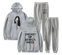 BUIWOT Sobredimensionado Moda Casual Sudadera de Manga Larga Lauren Spencer S-mith Hip Hop Sudadera Pullover Neutro Estilo Casual Patrón de Moda Traje Casual-Grey||x_l