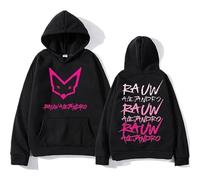 BUIWOT Sudaderas con Capucha Rauw Singer Alejandro Harajuku Style Sudadera de Manga Larga para Hombre y Mujer Niños Gran Tamaño Casual Pullover -Black||m