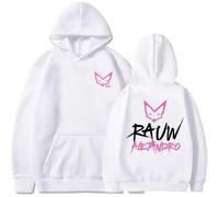 BUIWOT Sudaderas con Capucha Rauw Singer Alejandro Harajuku Style Sudadera de Manga Larga para Hombre y Mujer Niños Gran Tamaño Casual Pullover -White||s