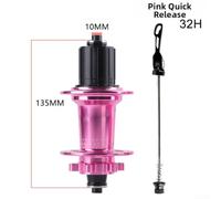 Buje Bicicleta Montaña 135mm 32H Óxido Buje Bicicleta Montaña | Aleación aluminio CNC, 32 agujeros, 135mm eje, ligero 430g, ideal mantenimiento rápido(pink)