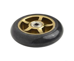 Buje de aleación de aluminio de 100 mm, ruedas de poliuretano flexible para mayor seguridad y durabilidad (amarillo y negro)