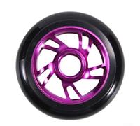 Buje de aleación de aluminio y neumático de poliuretano Pro Scooter Ruedas de 100 mm para uso profesional y alto rendimiento (morado)