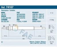 Bujía de incandescencia 74167 FAE para CITROËN PEUGEOT FIAT SUZUKI LANCIA