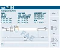 Bujía de incandescencia 74192 FAE para MERCEDES-BENZ JEEP CHRYSLER