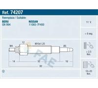 Bujía de incandescencia 74207 FAE para NISSAN TERRANO II