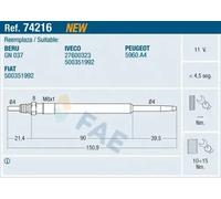 Bujía de incandescencia 74216 FAE para FIAT IVECO