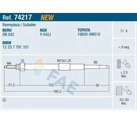 Bujía de incandescencia 74217 FAE para TOYOTA MINI