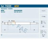 Bujía de incandescencia 74220 FAE para VW LT 28-46 II Furgoneta
