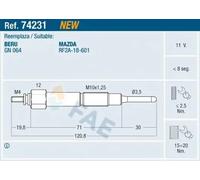 Bujía de incandescencia 74231 FAE para MAZDA 323 S VI Sedán 323 F VI Hatchback 5