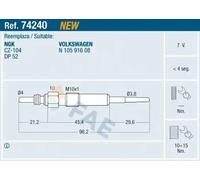 Bujía de incandescencia 74240 FAE para VW AUDI SEAT SKODA