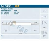 Bujía de incandescencia 74241 FAE para MERCEDES-BENZ CLASE E CLASE E T-Model