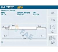 Bujía de incandescencia 74257 FAE para OPEL INSIGNIA A INSIGNIA A Sedán ASTRA J