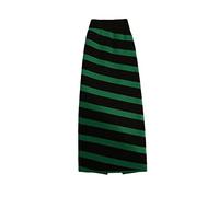 BUJNIE Falda midi de punto a rayas, larga, elegante, de cintura alta, para mujer, primavera, otoño, invierno, estilo