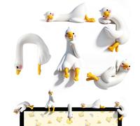 Bukecagif 5 Gansos Gadgets Oficina, Deco, Mini Figuras | 5 mini figuras de ganso blanco, decoración de escritorio, gadgets de oficina divertidos, almohadilla 3M, 5,5 cm alto