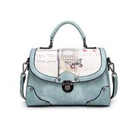 BUKESIYI Mujer Bolsos Bandolera Vestir Casual Bolsos de Mano Convertible PU Cuero Piel ES77101 Azul V2