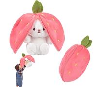 Bukezudang Conejito De Fresa De Zanahoria, Conejo Reversible, Fresa Peluche, Conejitos De Peluche De Pascua, Conejo Oculto, Regalo De Pascua para Niños, Niñas (Fresa, 18 Cm)