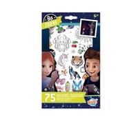 Buki TA008 - Tatuajes temporales para niños de 6 años - Fosforescentes, fáciles de aplicar y Lavar