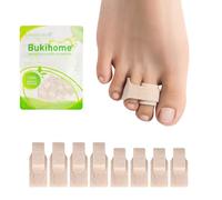 Bukihome 8 Pack Toe Straighteners - Hammertoe Corrector Toe Splints for Men and Women - Toe Wraps Realign Bent, Curled, Crooked, Claw, Overlapping, Hammer Toes, Mallet Toes(4 Large + 4 Small, Beige)