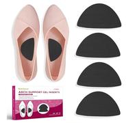 Bukihome Arch Support Inserts for Plantar Fasciitis - Anti Gravity Design - 2 Pairs Adhesive Gel Arch Pads for Women & Men - High Arch Support Insoles for Flat Feet,Relieve Pressure - Black,Large