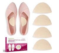 Bukihome Arch Support Inserts for Plantar Fasciitis - Anti Gravity Design - 2 Pairs Adhesive Gel Arch Pads for Women & Men - High Arch Support Insoles for Flat Feet,Relieve Pressure - Beige,Small