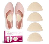 Bukihome Arch Support Inserts for Plantar Fasciitis - Anti Gravity Design - 2 Pairs Adhesive Gel Arch Pads for Women & Men - High Arch Support Insoles for Flat Feet,Relieve Pressure - Beige,Large