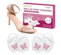 Bukihome Cojines de bola de pie para sandalias de tacón alto para mujer, 2 pares de almohadillas metatarsianas para aliviar el dolor en el antepié, inserciones de gel invisibles antideslizantes para