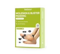 Bukihome Moleskin for Feet - Blister Prevention Tape - Moleskin Padding for Blisters, Shoes, Toes, Heel, Flexible Cushioning & Pain Relief - 10 Sheets of 4 Shapes (20 Pieces Total, Black)