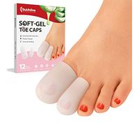 Bukihome Paquete de 12 protectores de gel con infusión de extracto de aloe vera, protectores de dedos grandes para callos, ampollas, uñas encarnadas, callos, cojines de dedos para aliviar el dolor…