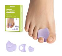 Bukihome Toe Separator for Overlapping Toes - 12 Pack Toe Spacers for Bunions with Lavender Extract - Toe Corrector for Hammer Toes, Realign Crooked Toes (Multi-Size, Lavender)