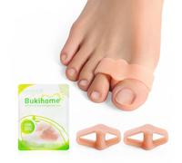 Bukihome Toe Separators Bunion Corrector - Separadores De Dedos, Corrector De Juanetes - 8 Pack Big Toe Spacers with 2 Loops, Suitable for Bunion and Overlapping Toes, Reduce Foot Pain (Beige)
