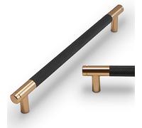 BUKOBYHE Paquete de 10 manijas de gabinete de cocina de 7.5 pulgadas, manijas de gabinete moleteadas de bronce negro y champán, tiradores de cajón negros, accesorios de cocina, manijas de cocina para