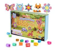 bukolico Cuentas para Planchar 10mm, 1500 Cuentas XL con 5 Plantillas, Kit Manualidades Niños desde 3 Años, incl. 50 Patrones DIY, Abalorios para Manualidades Creativas