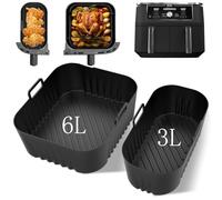 Bukuhlio 2 moldes de silicona para freidora de aire caliente Philips Dual Basket Airfryer 3000/5000 serie 6L/3L, accesorio reutilizable para freidora de aire caliente Philips NA350 Airfryer Accesorios