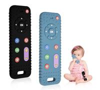 Bukuhlio 2 Piezas Mordedor Bebé de 6-12 Meses, Juguetes para la Dentición para Bebés 3 6 9 12 Meses Regalo, Dentición Grado Alimenticio Silicona Juguetes Bebé Mordedor Refrigerante (Negro+Azul)