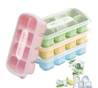 Bukuhlio 4 Piezas Cubiteras para Hielo con Tapa, Moldes de Cubitos Hielo Silicona Sin BPA，Apilables Moldes de Hielo Ice Cube Tray para Cóctel Whisky