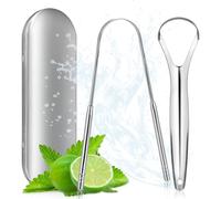 Bukuhlio Rascador de lengua para adultos, raspador de lengua portátil en forma de U de acero inoxidable, limpiador de lengua, eliminar el mal aliento, (unisex), cuidado bucal, aliento fresco, (2