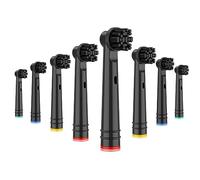 BUKURII Cabezales de cepillo de repuesto compatibles con cepillos de dientes eléctricos Oral B, 8 unidades, negro, cerdas infundidas de carbón de bambú para Pro Series 100 500 1000 1500 2000 2500 3000