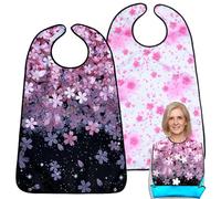 BUKYCAT 2 Pcs Babero Adulto, Mayores con Recogemigas, Baberos Personas Mayores, Baberos Adultos Impermeable para Hombres, Mujeres, Ancianos y Discapacitados