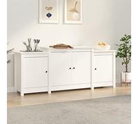 BULANED Aparador, Aparadores para Salon, Mueble Auxiliar Salón, Aparador Cocina, Muebles De Salon, Mueble Aparador, de Madera Maciza de Pino Blanco 164x37x68 cm
