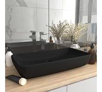 BULANED Lavabo de Lujo, Lavabo sobre Encimera, Lavamanos para Baños, Lavabo Baño, Mueble Lavabo, Muebles De Baño, de cerámica Rectangular Negro Mate 71x38 cm
