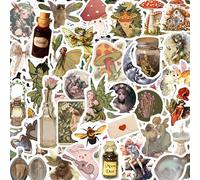 BulbaCraft 100 calcomanías Fairycore para botella de agua y laptop, suministros y decoraciones de fiesta Fairycore, calcomanías de vinilo impermeables, calcomanías de fantasía y naturaleza, regalos