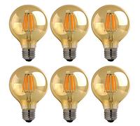Bulbright 6 Unidades 4W G80 Amber LED Bombilla de Filamento, Retro Bombilla, Estilo de Edison，220-240V, E27, Luz Blanca Cálida 2700K, 4W LED Bombilla Sustituye a 40W bombilla incandescent (4)
