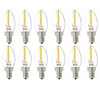 Bulbright Bombilla LED vintage Edison Candelabra C7-1W Bombilla LED de filamento, 10 W, base E14, luz blanca cálida 2700 K, 220 VAC (10 W equivalente), pack de 12, E14, 1.00W 220.00V